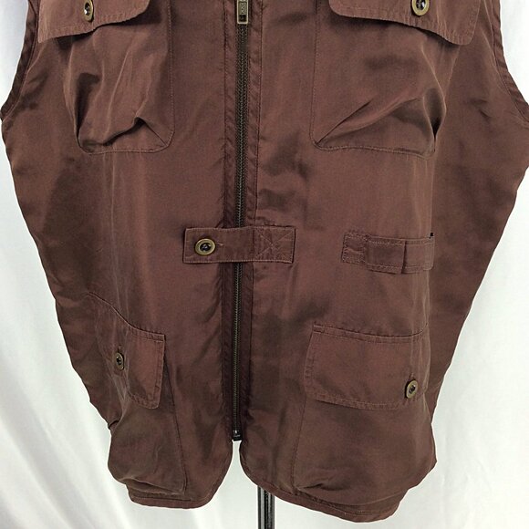 Elements for Spiegel 100% Silk Safari Cargo Vest Womens Size XL Brown Zip - Picture 6 of 7